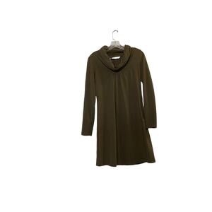 ATHLETA Green Cowl Neck sweater Dress Sz. Xs Pocket Stretch Organic Cotton